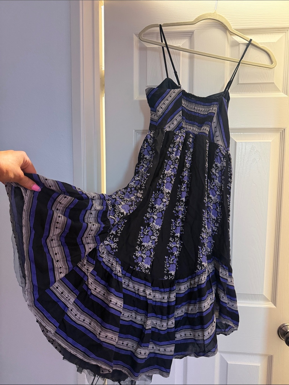 Free People Black and Purple Striped Smocked dress - Picture 7 of 7